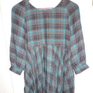 Urban Outfitters Soft & Flowy Dress S Plaid Raglan Sleeves